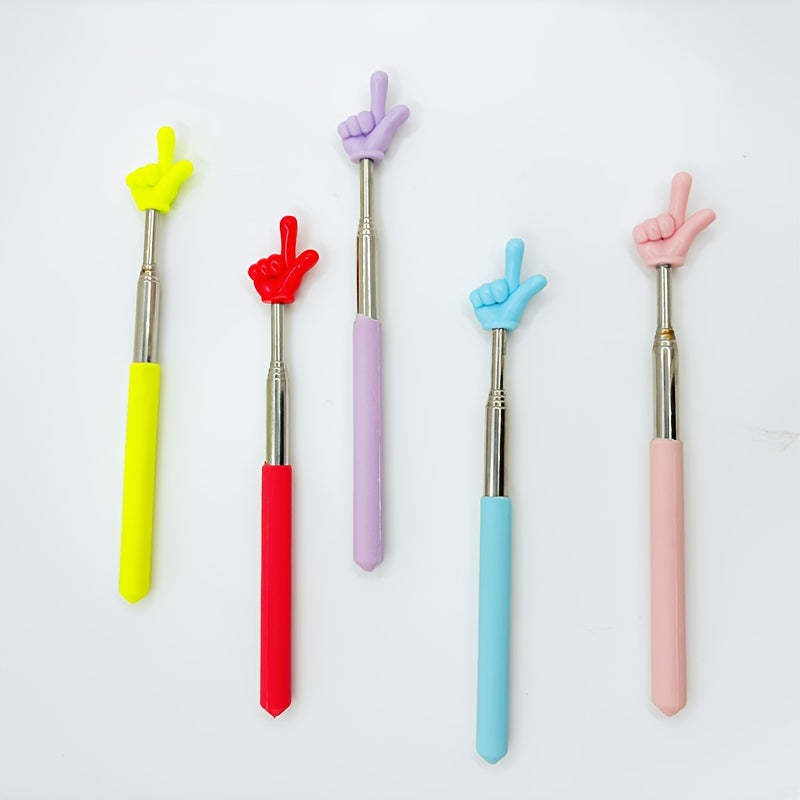 Set of 6 Retractable Teacher Pointers with Adjustable Finger Indicators for Classroom Use