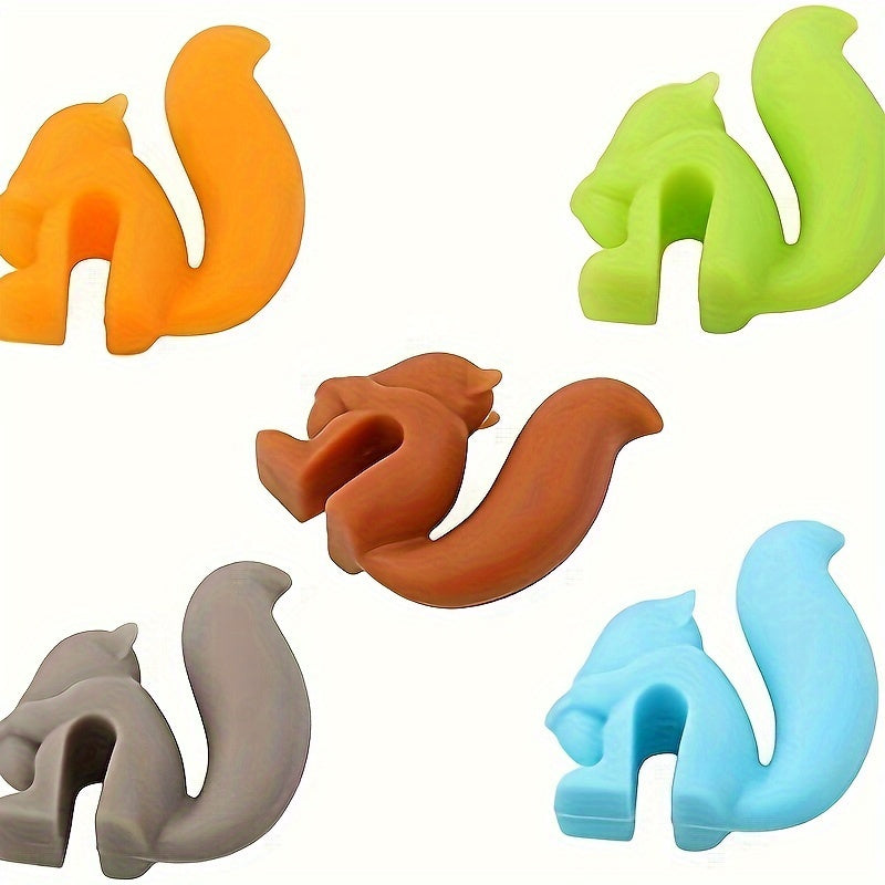 Silicone Squirrel Tea Bag Holder Set, Colorful Drink Accessories, Cup Rim Holder