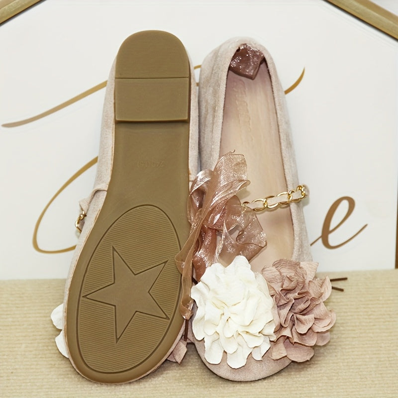 Women's Floral Mary Jane Flats Synthetic Upper Rubber Sole All-Season Comfort