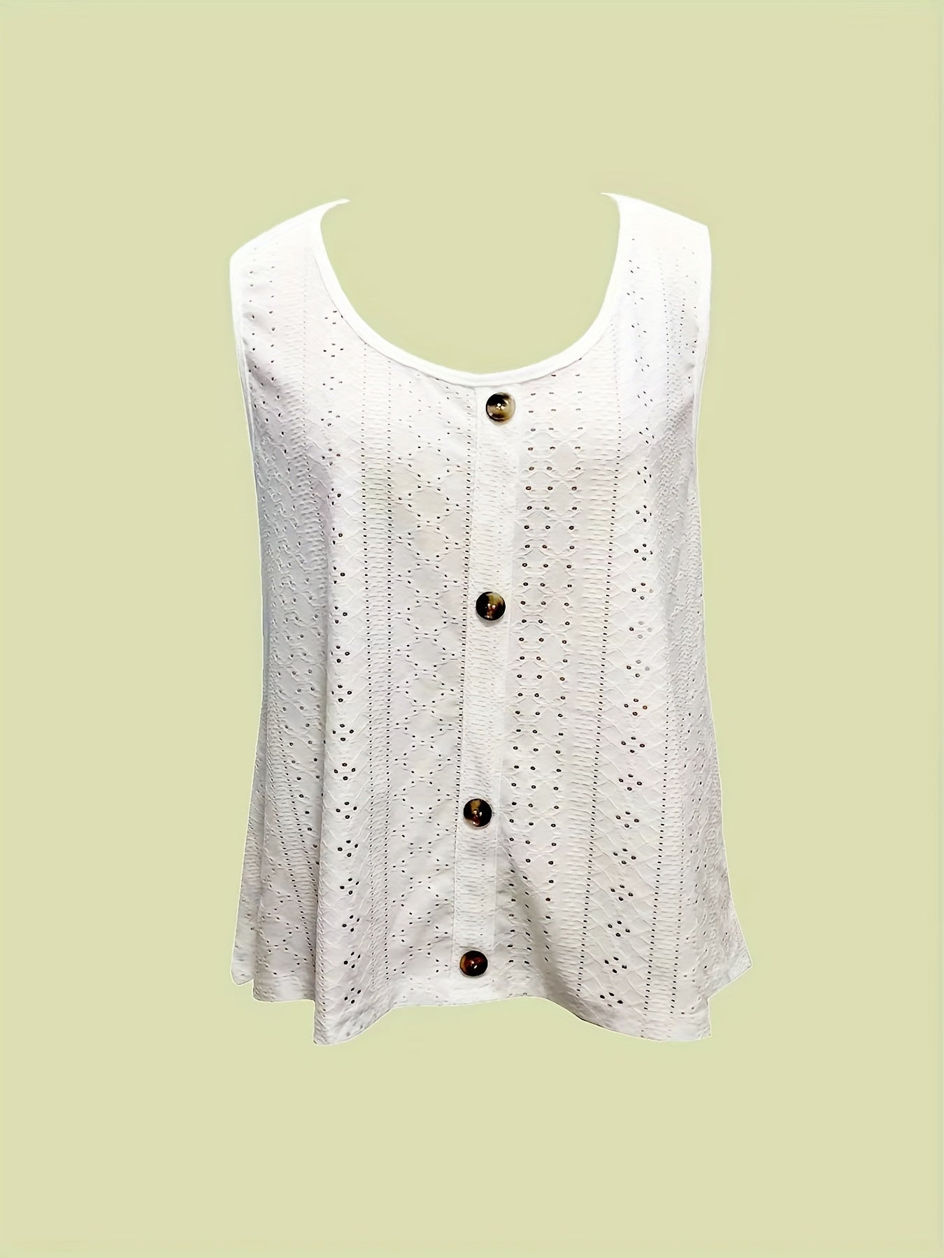 Women's Casual Eyelet Tank Top and Wide Leg Pants Set Polyester Solid Spring Summer