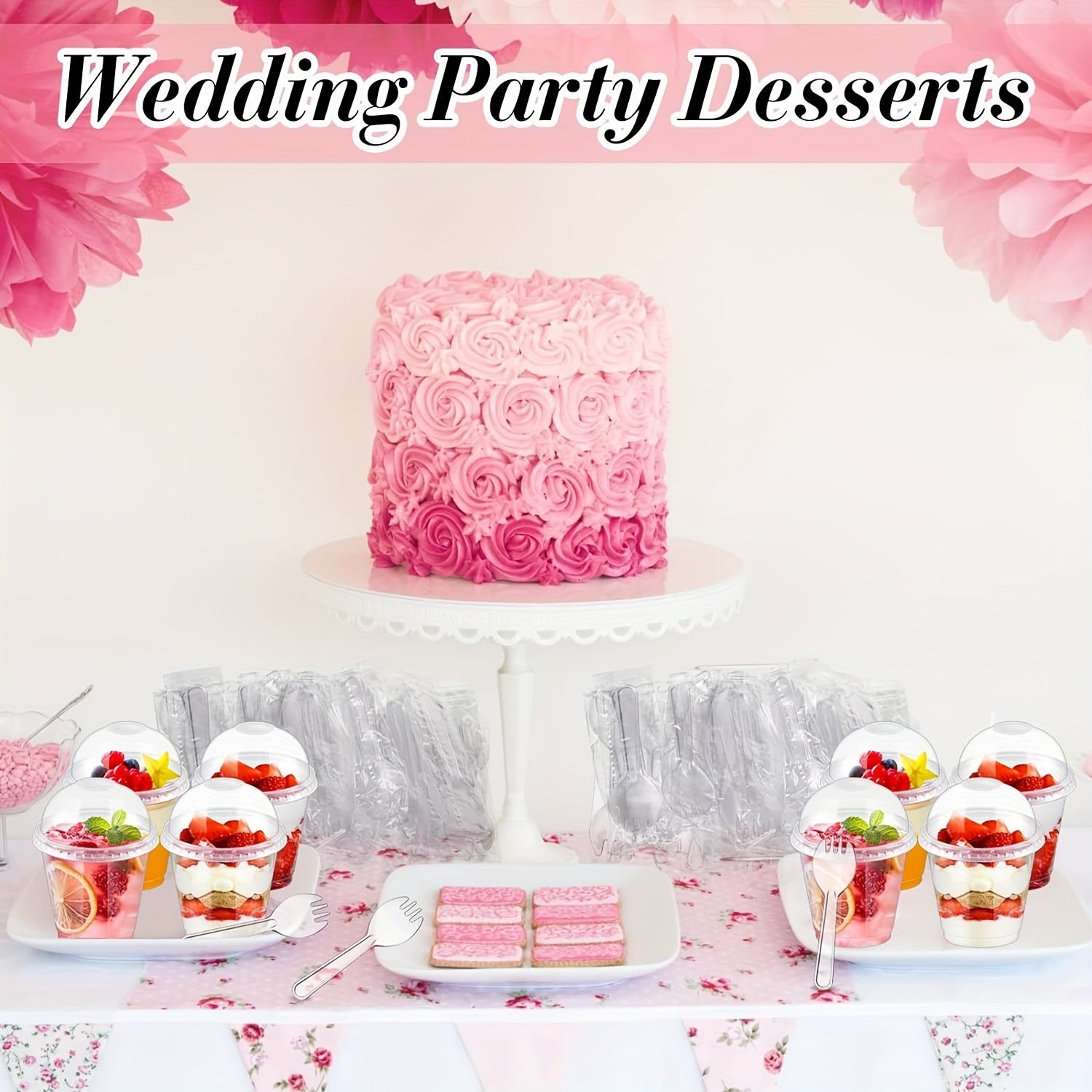 30 Clear Plastic Dessert Cups with Dome Lids for Ice Cream Pudding and Snacks Pack of 30