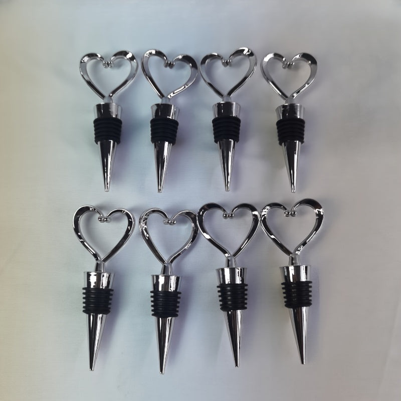 Heart-Shaped Red Wine Bottle Stopper Plastic Silicone Set of 1-8