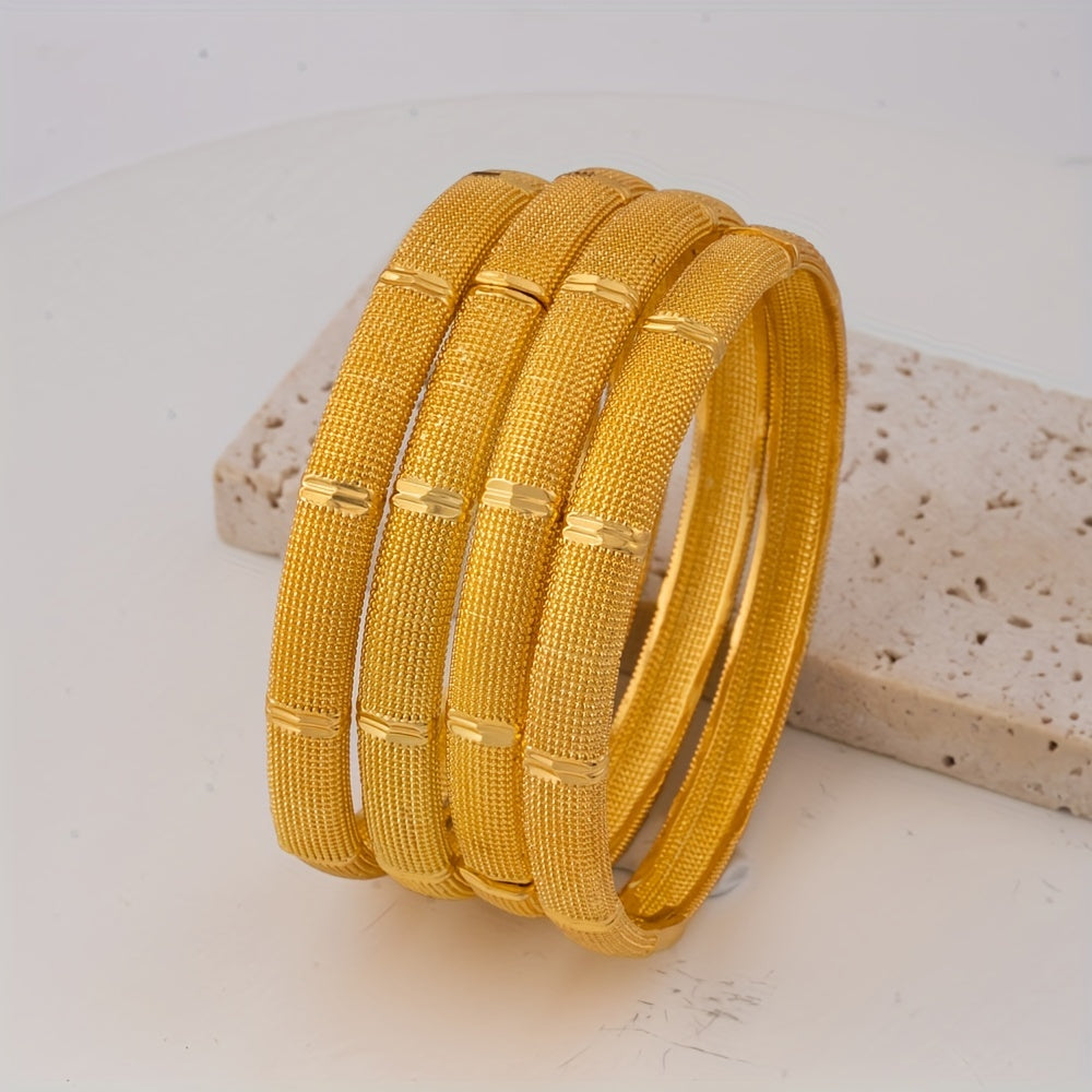 Gold-Toned Copper Open Bangle Bracelet Set for Women Stylish and Versatile Jewelry