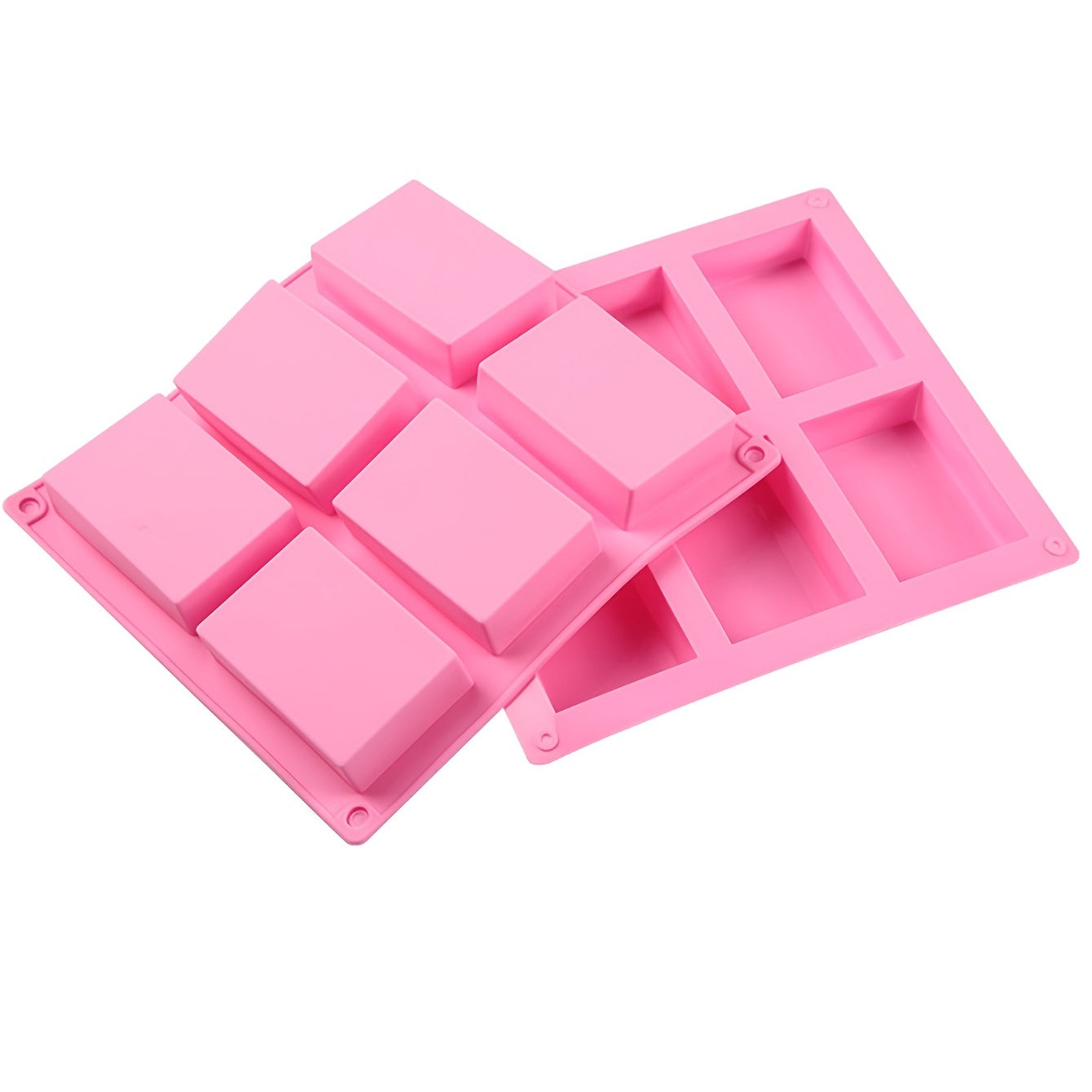 Rectangular Soap Mold with 6 Compartments 9.25x8.35 Inches