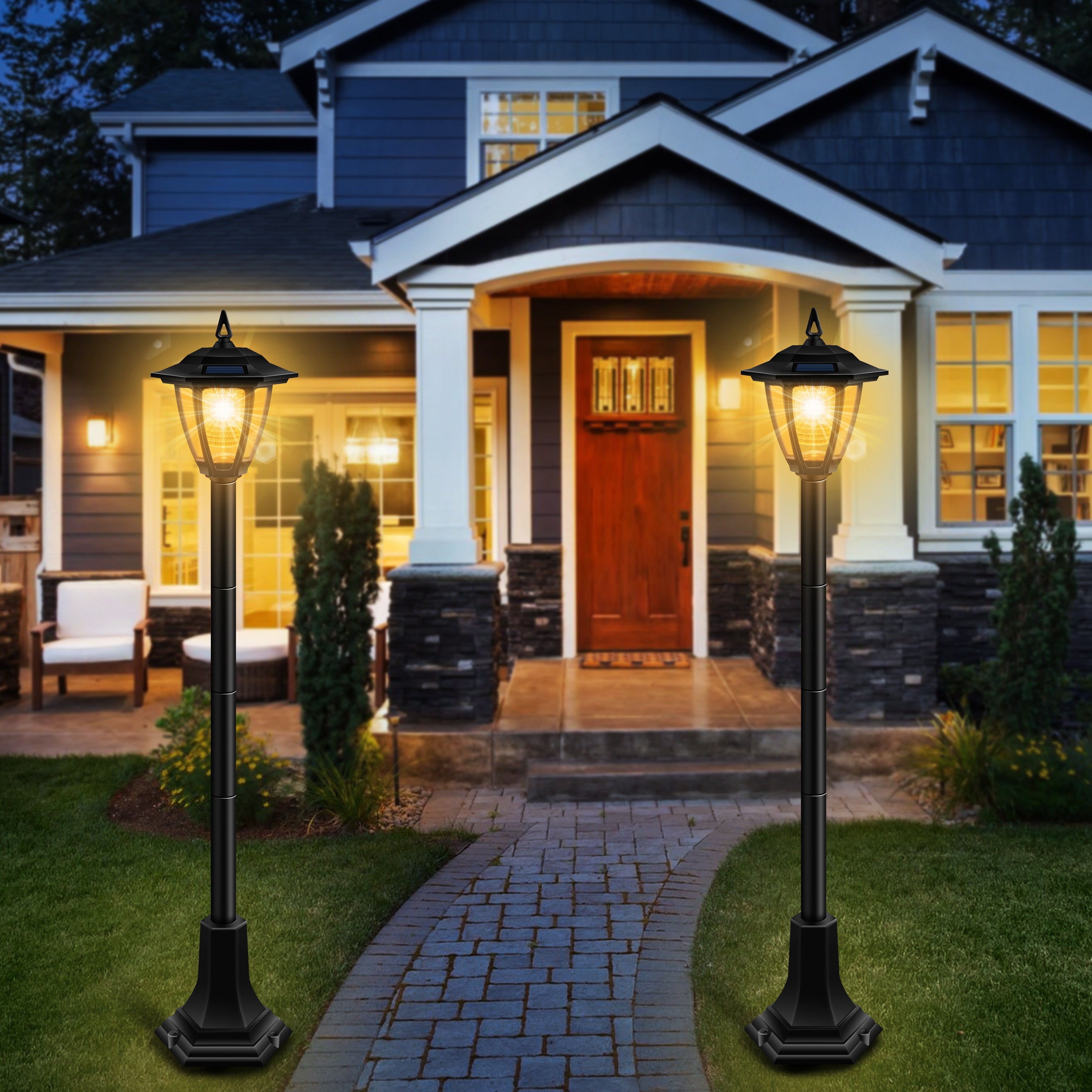 Conjunto de luces solares exteriores 1-2 LED para caminos, jardín, paisaje, entrada y patio