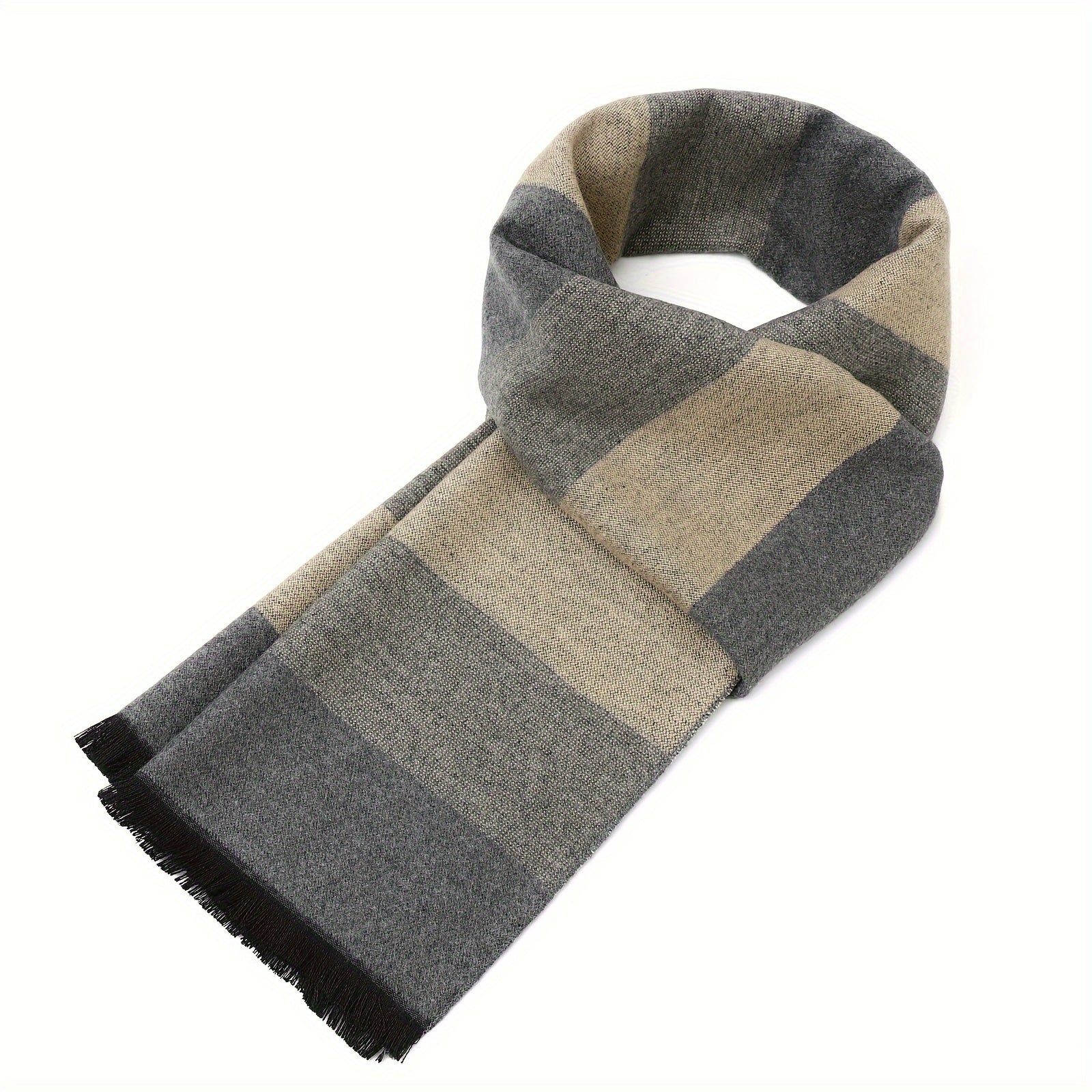 Men's Faux Cashmere Scarf Plaid Print Windproof Warm Fall Winter Accessories