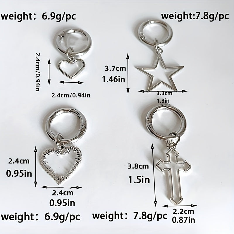 Unisex Stainless Steel Shoe Charms Hollow Star Heart Boot Accessories