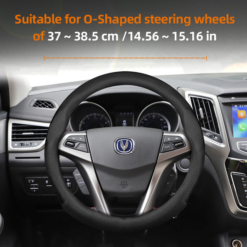 Universal Breathable PU Leather Steering Wheel Cover for Cars Black Burgundy Brown