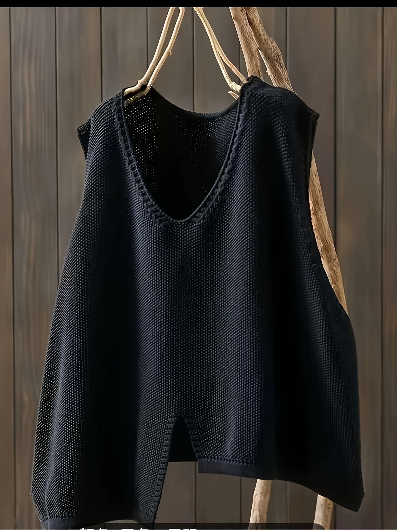 Plus Size Women Artistic Minimalist Irregular Hem V-Neck Vest