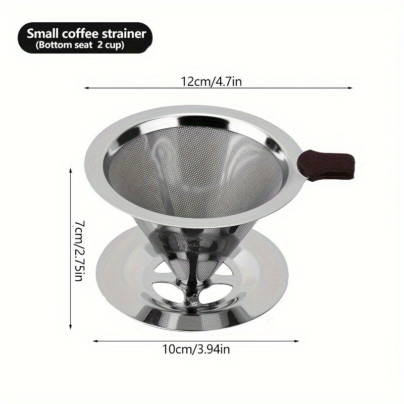 Uy va tijorat uchun konus shaklidagi zanglamaydigan po'latdan yasalgan qahva filtr va stend