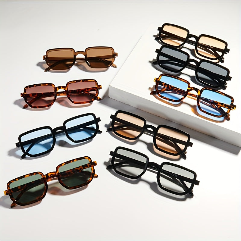 Gafas de sol de montura cuadrada para mujer con lentes con gradiente, protección UV, bisagras de metal resistentes para fiestas y uso diario