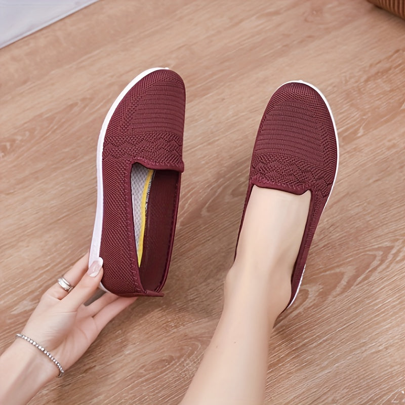 Women's Breathable Slip-On Flats Summer Casual Pink Round Toe Shoes