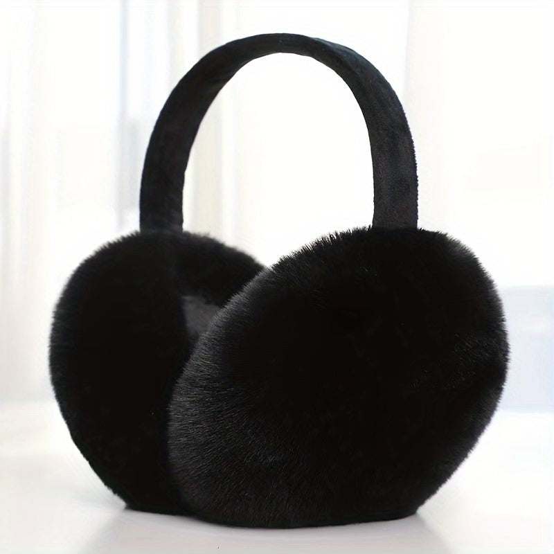Women's Foldable Knit Cashmere Earmuffs Faux Fur Warm Plush Winter Outdoor