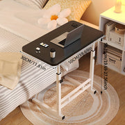 Adjustable Height Computer Desk for Bedroom and Living Room in Black White Walnut