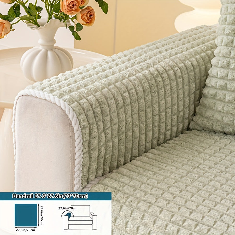 Plaid plush divan qoplamasi, sirpanmas dizayn bilan, hayvonlar uchun va barcha mavsumlar uchun mukammal. Turli xil mebellar uchun mos keladi.