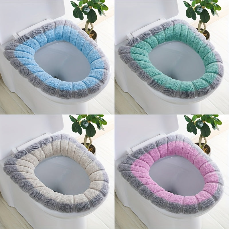 Rang-barang yumshoq polyester tualet stul qoplami, qishda issiqlik uchun, uy va yotoqxona uchun