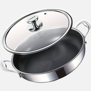 Noxud qotishmasi, yopqichi bilan, 31.75 sm, ikki tutqichi, PFOA-siz, idish-tovoq yuvish mashinasida yuvish mumkin, pishirish, qovurish, pishirish va qaynatish uchun.