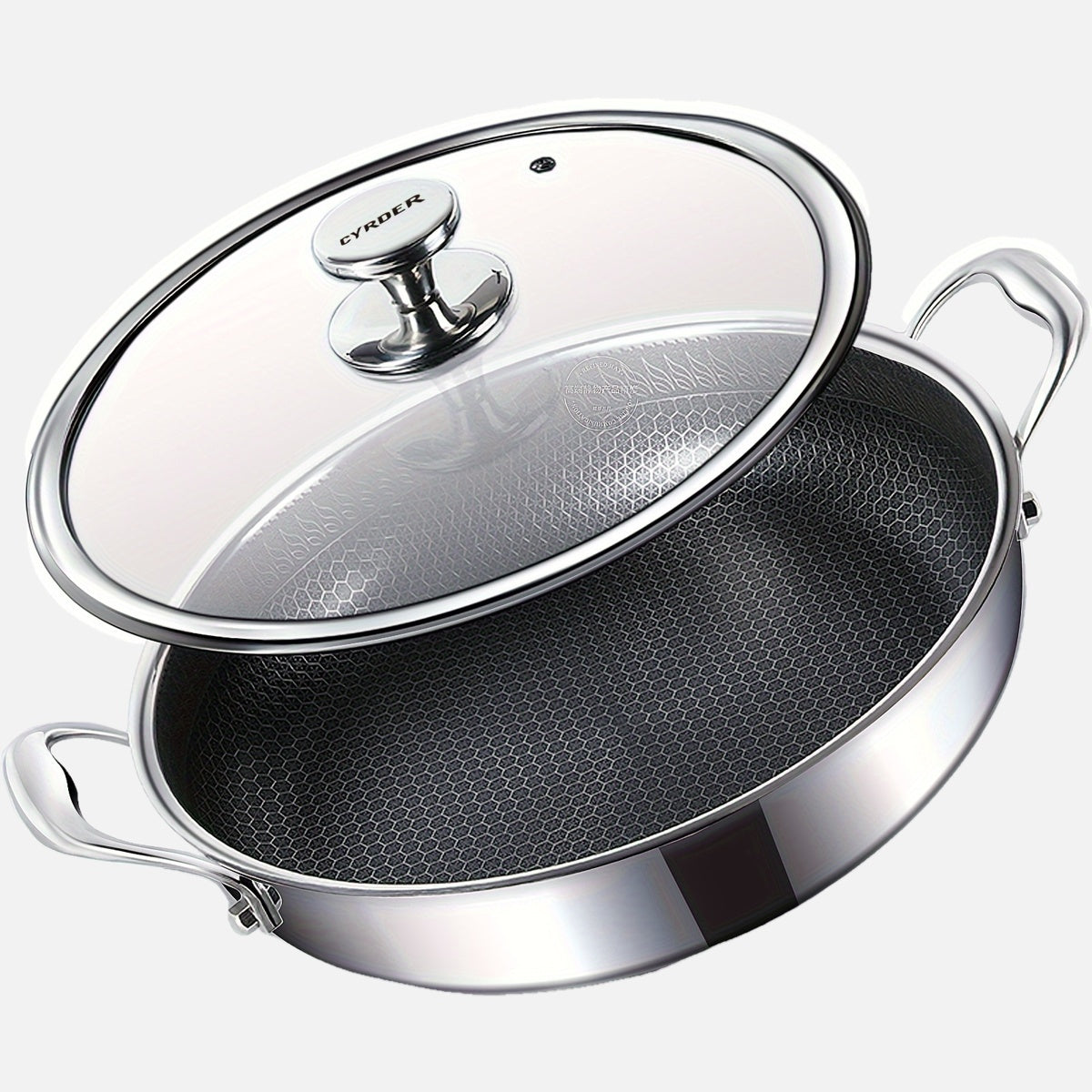 Noxud qotishmasi, yopqichi bilan, 31.75 sm, ikki tutqichi, PFOA-siz, idish-tovoq yuvish mashinasida yuvish mumkin, pishirish, qovurish, pishirish va qaynatish uchun.