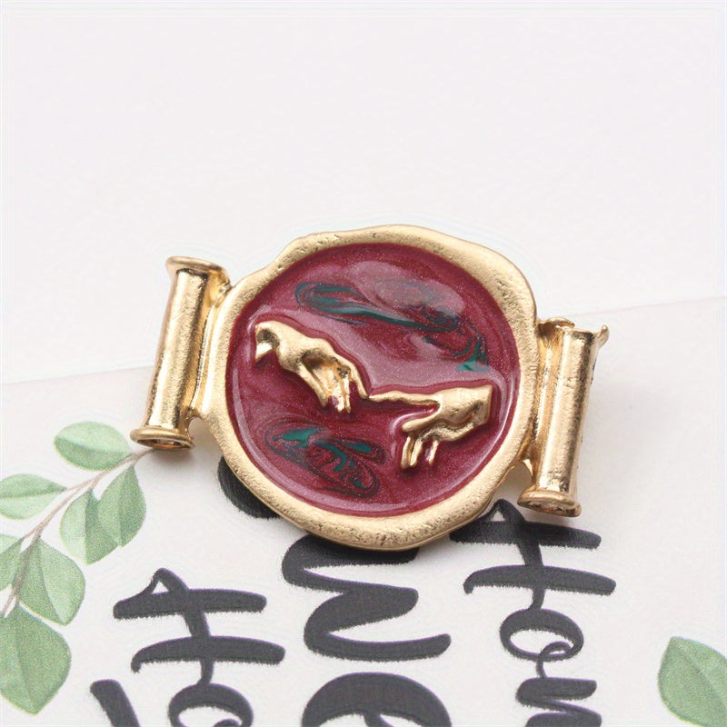 Ayollar uchun vintage emal brosh, noaniq shakl, qoʻl bilan chizilgan, nafis zargarlik sovgʻasi