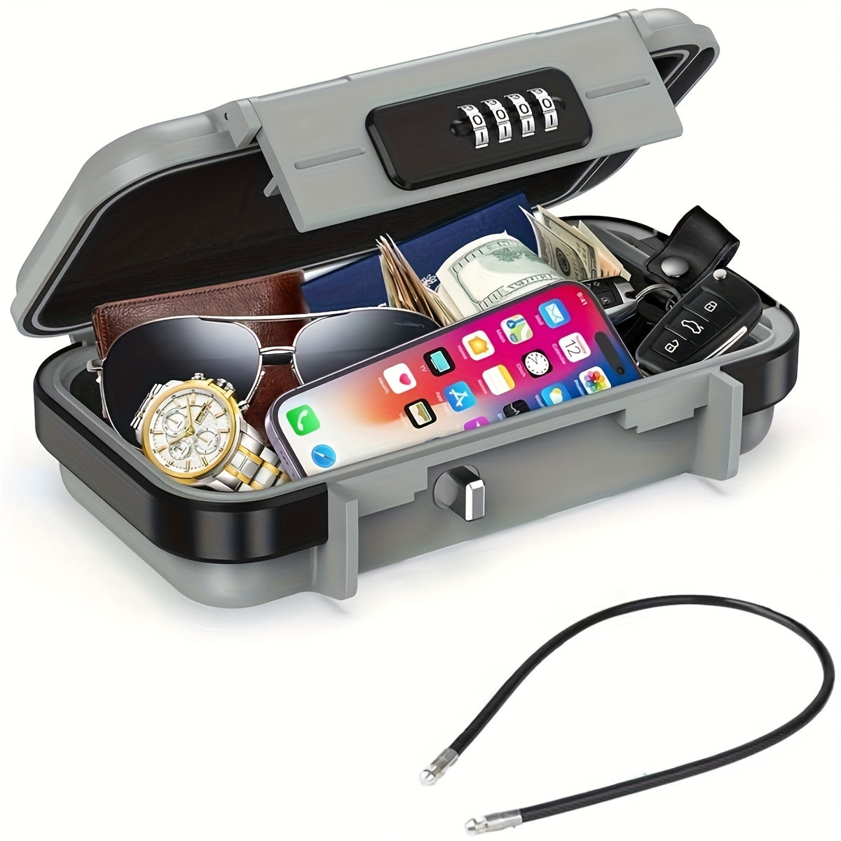 Caja de seguridad combinada impermeable con cadena desmontable para almacenamiento en el hogar y la oficina