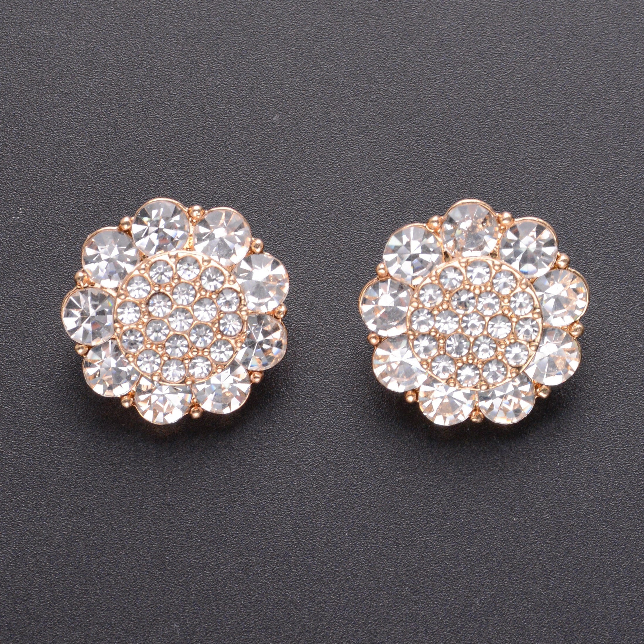 Set of 4 Alloy Flower-Shaped Rhinestone Buttons for DIY Fashion Crafts