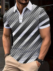 Men's Short Sleeve Geometric Pattern T-Shirt Summer Casual Streetwear Top