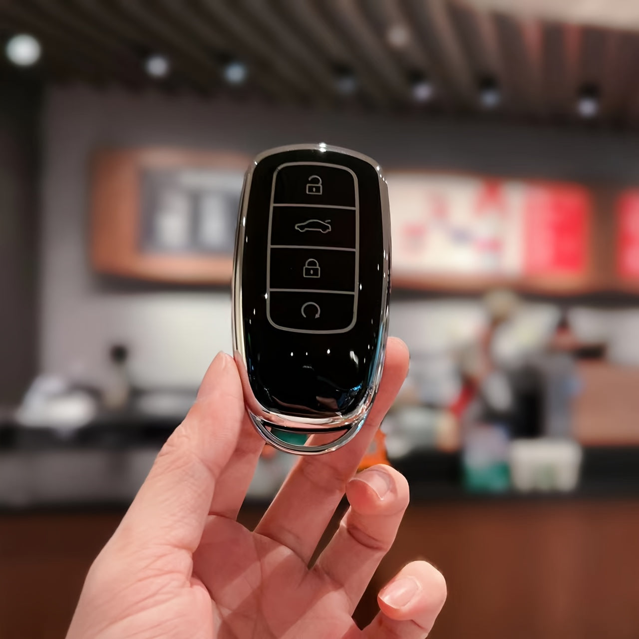 Car Key Cover TPU Scratch-Resistant Protective Case for Fob with Clear Buttons