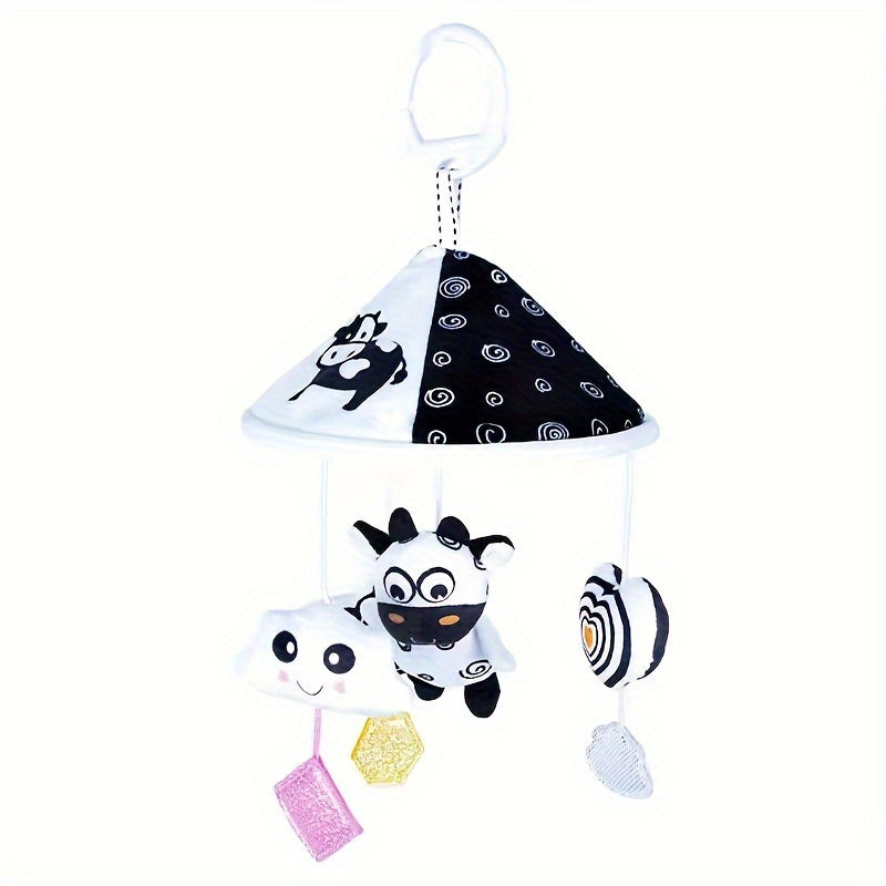 Baby Sensory Toy Hanging Wind Chime with Black and White Umbrella Stroller Charm