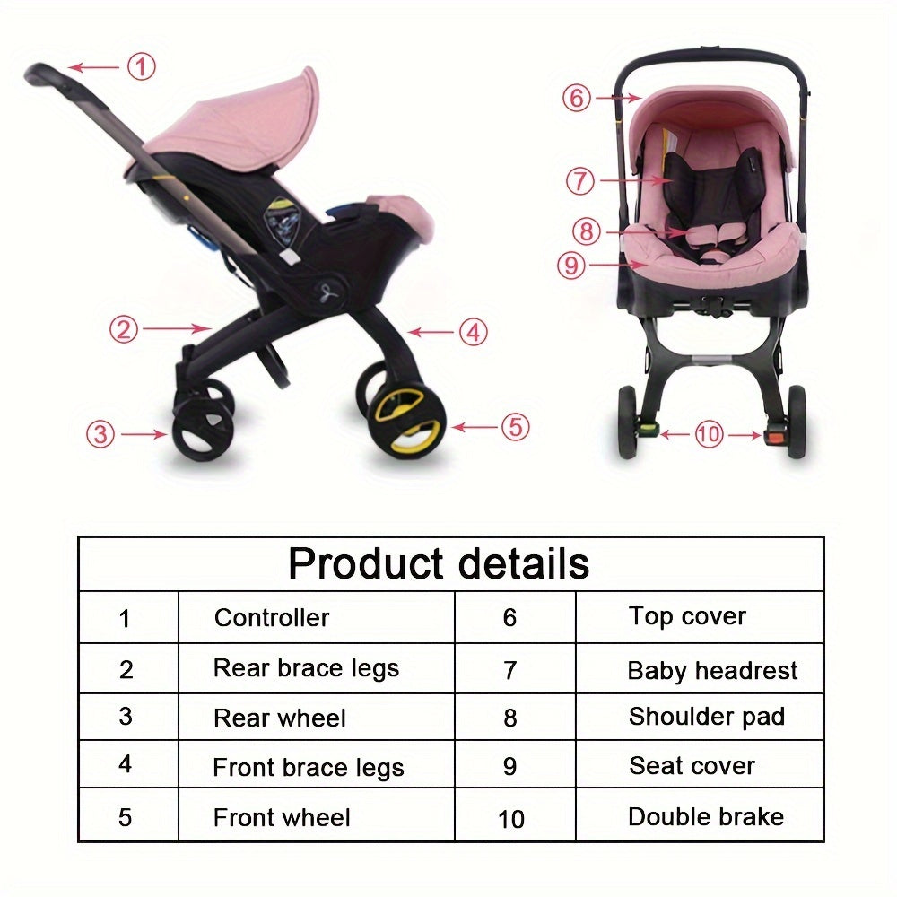 Lightweight Folding Baby Stroller for Mall and Outdoor Use with Multi-Functional Features
