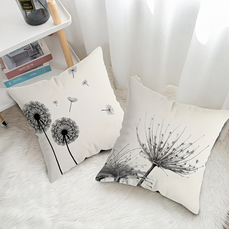 Dandelion Print Square Cushion Cover 44.96cm Polyester Zippered Single-Sided