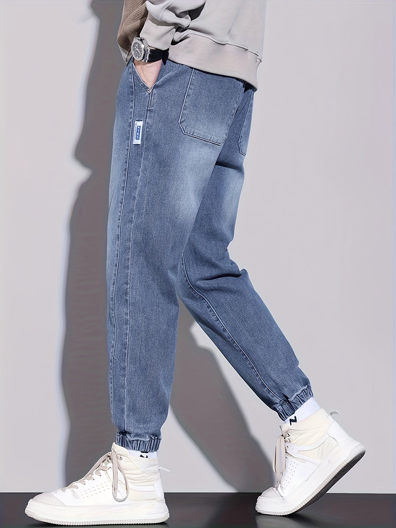 Men's Slim Fit Denim Jogger Pants with Stretch Cotton Blend Casual Style