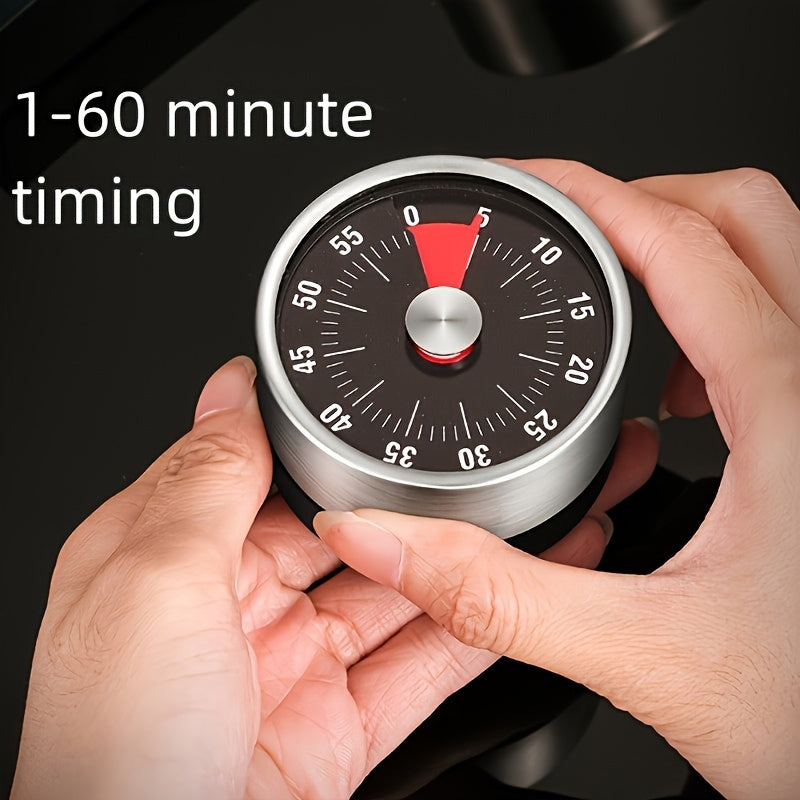 Stainless Steel oshxona taymer 60 daqiqalik mexanik hisoblagich, ikki tomonlama displey, qizil va oq