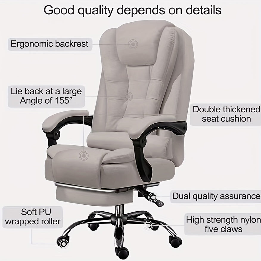 Adjustable Executive Office Chair with Ergonomic Design Cushioned Armrests Wooden Base