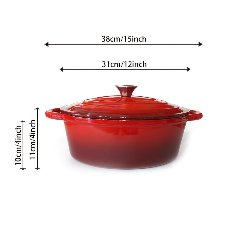 Enamel Oval Dutch Oven Cast Iron Nonstick Self-Basting Lid 4 Qt