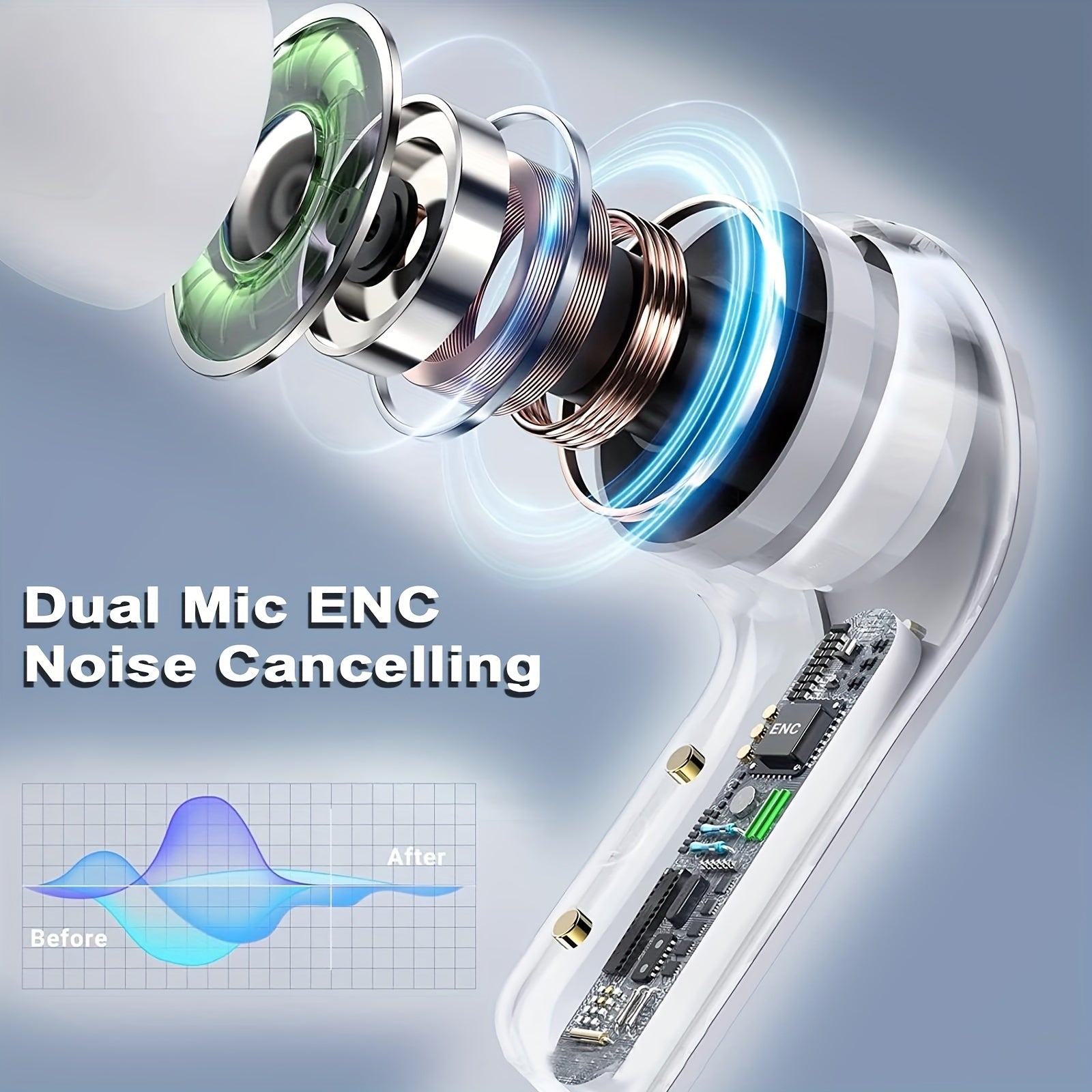 Auriculares inalámbricos con indicador de batería LED para deportes y juegos