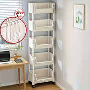 5-Tier Plastic Storage Organizer Rack with Hanging Hooks for Kitchen Office
