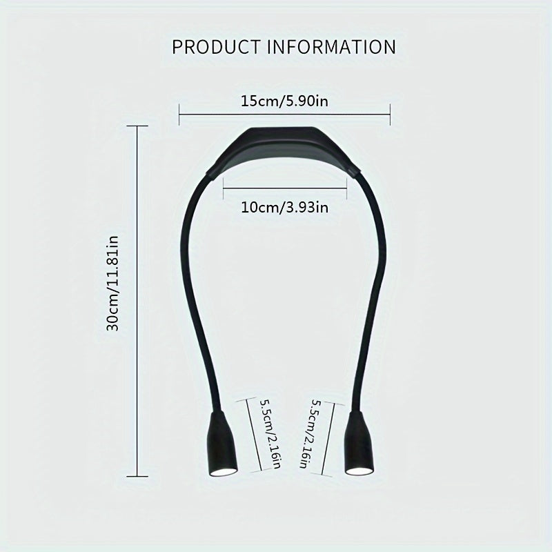 Farol de LED de doble color para lectura y actividades al aire libre, correa ajustable, alimentado por batería