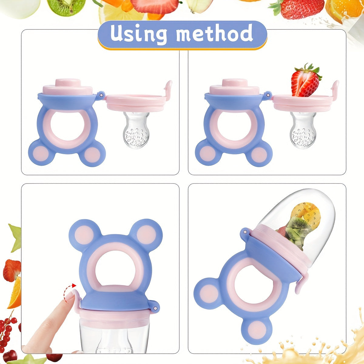 9-Piece Children's Silicone Feeding Set with Handles BPA-Free Fruit and Vegetable Feeders for Kids