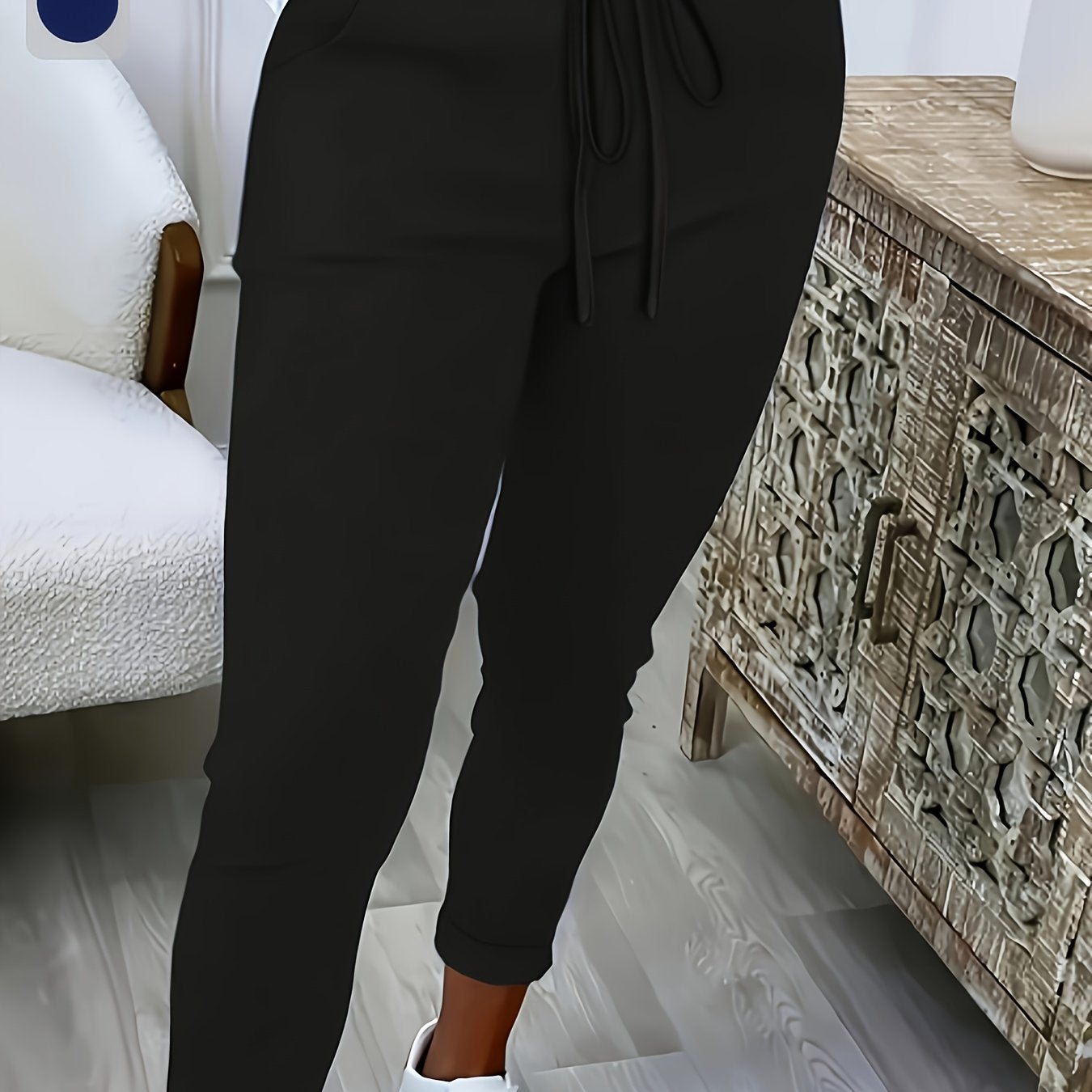 Plus Size Women’s Olive Green Straight Leg Pants with Drawstring Pockets