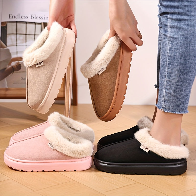 Unisex Warm Plush Collar Casual Home Shoes for Couples
