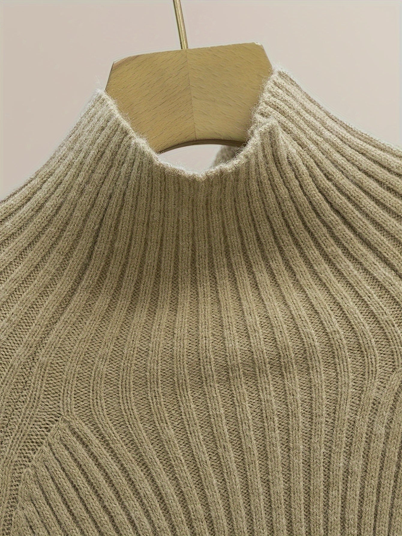 Casual Set with Wide-Leg Long Pants and High-Neck Knitted Top in Solid Viscose