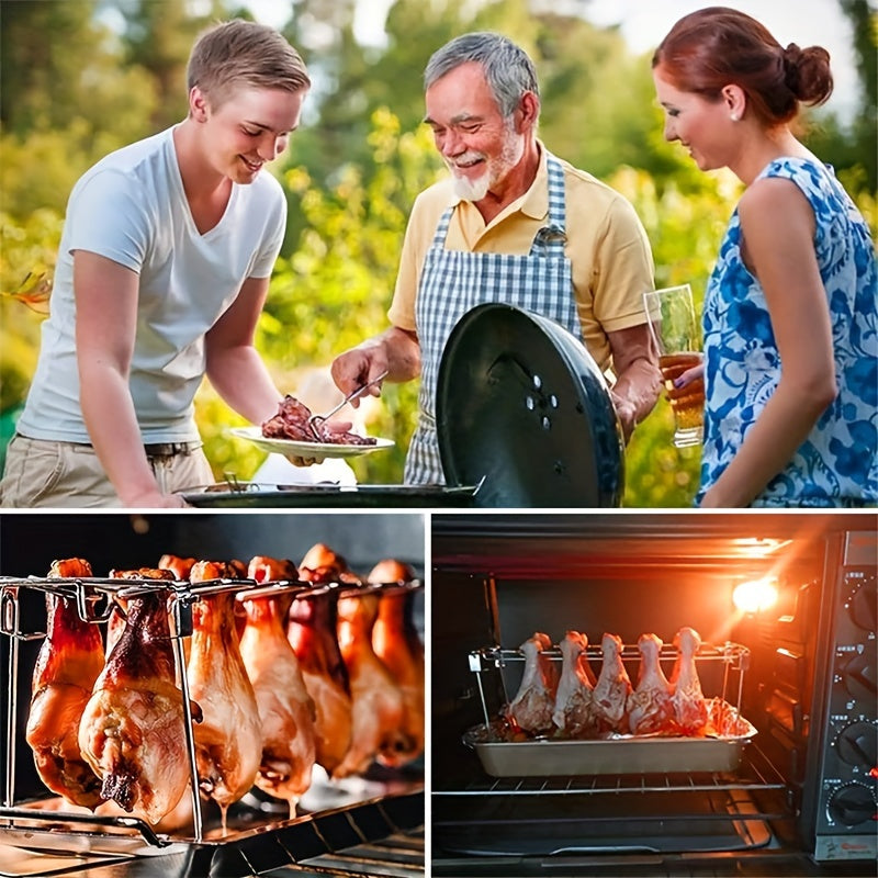 Tovuq oyoqlari va qanotlari uchun vertikal zanglamas po'latdan yasalgan tokcha - BBQ, smorodina yoki pech uchun qulay egiluvchan stend - pikniklar, lagerlar va ovqat tayyorlash uchun mukammal - oson saqlash uchun ixcham oshxona asbobi
