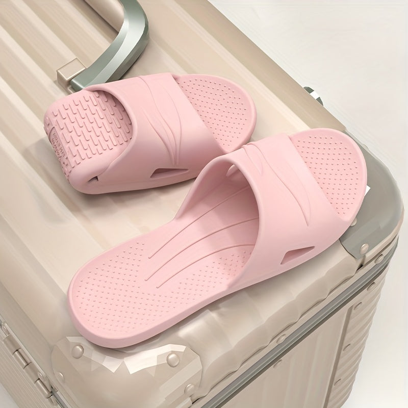 Unisex Solid Color Slip-On Slides Lightweight Bathroom Home Slides