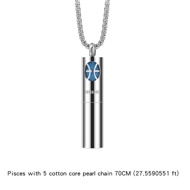 Men's Zodiac Necklace Titanium Steel Pendant Aromatherapy Essential Oil Accessory