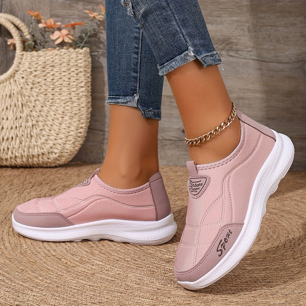 Ayollar uchun kundalik slip-on sport poyabzali, engil yugurish poyabzali, barcha mavsumlar uchun