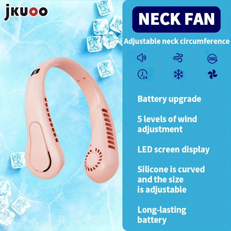 Rechargeable Neck Fan with 5-Speed Adjustable Cooling Silicone Handle for Travel Workout and Home