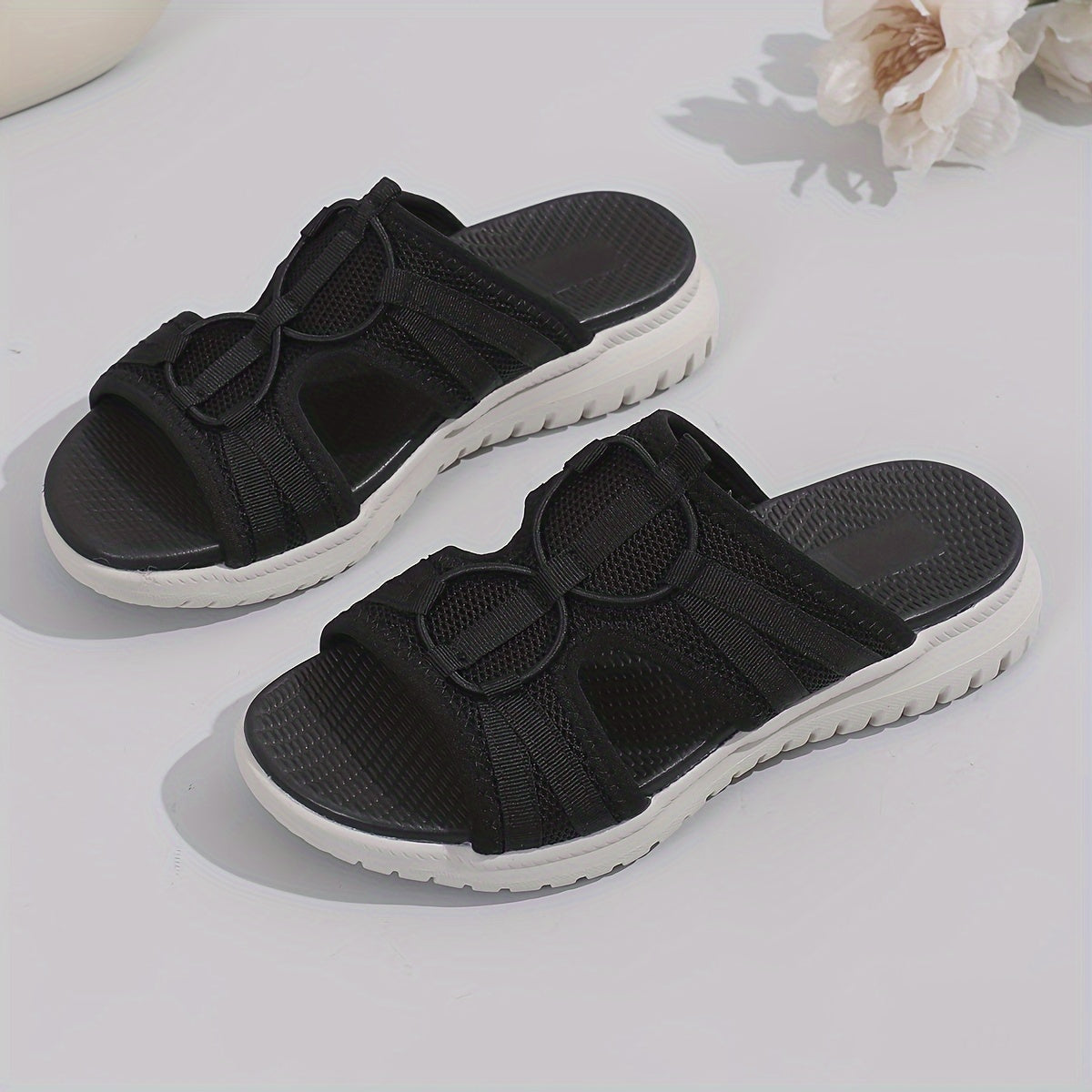 Women's Solid Color Casual Sandals Platform Slip On Wedge Shoes