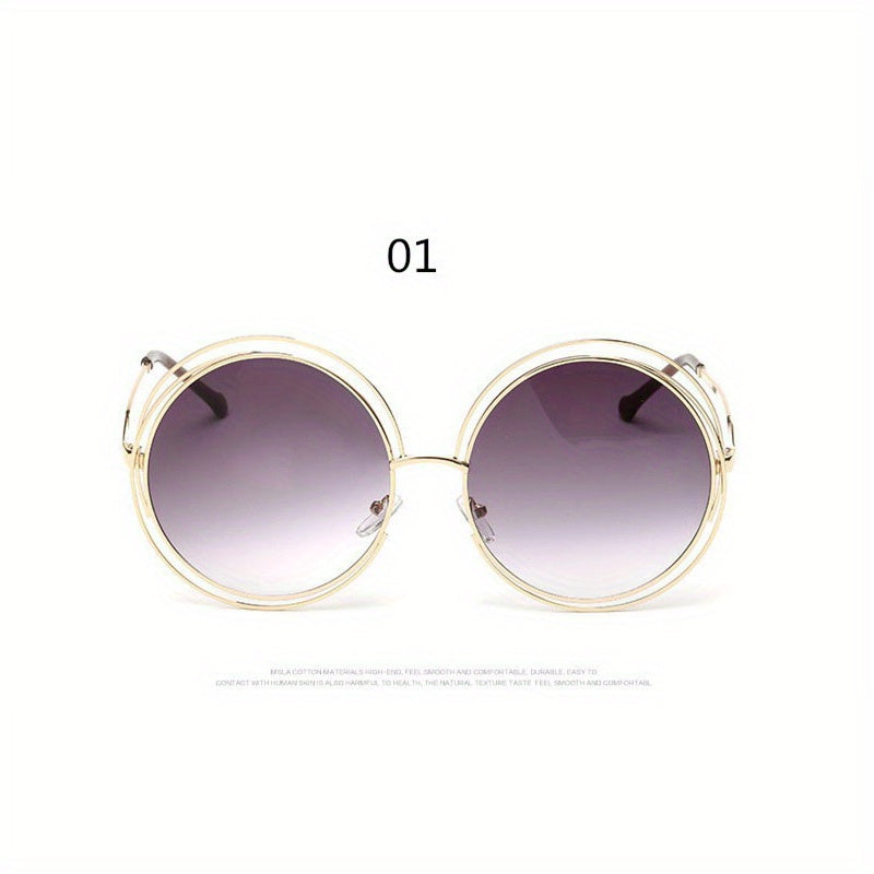 Унисекс металлические очки в oversized круглой полой форме для летних пляжных вечеринок