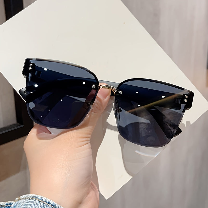 Women’s Cat Eye Fashion Glasses Rimless Gradient Lenses for Beach and Parties