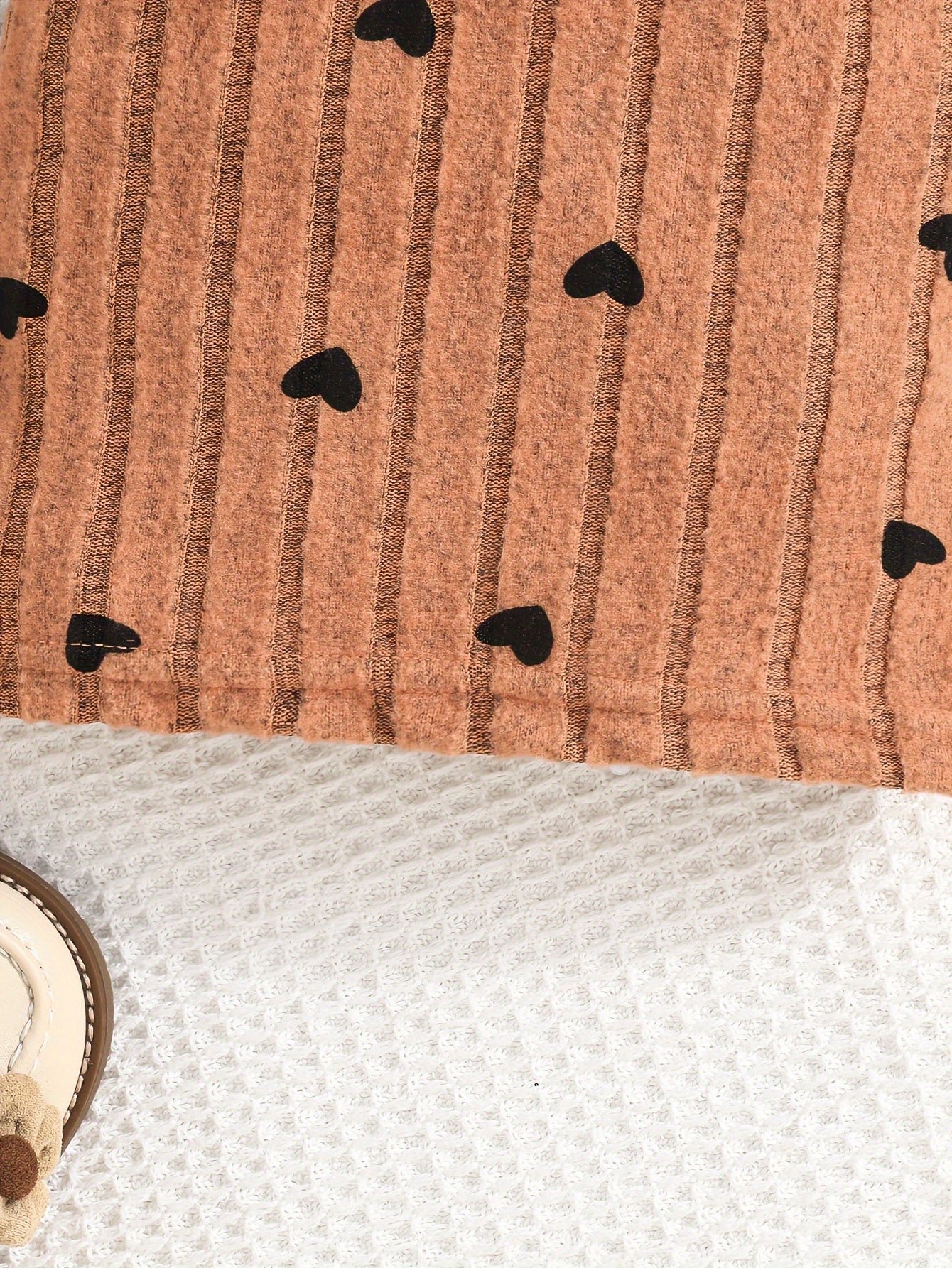 Baby Girl Outfit Set Rib Knit Dress with Geometric Pattern Long Sleeve Top and Slim Fit Camisole Dress for Spring Fall